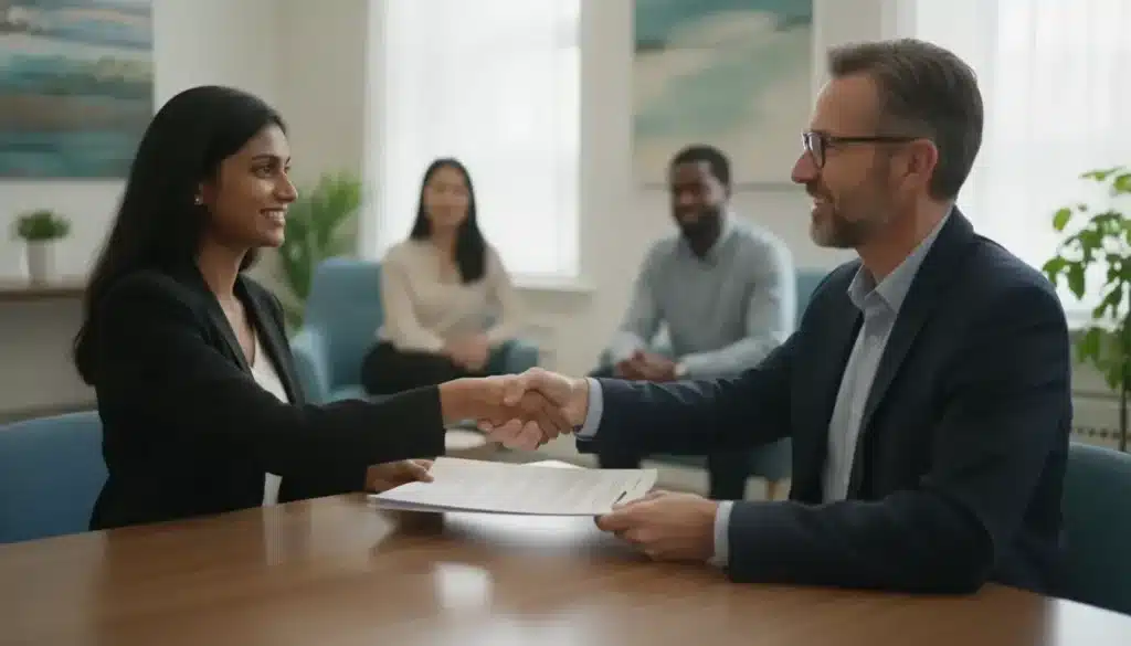 Applicant discussing a NACES-approved credential evaluation with an advisor